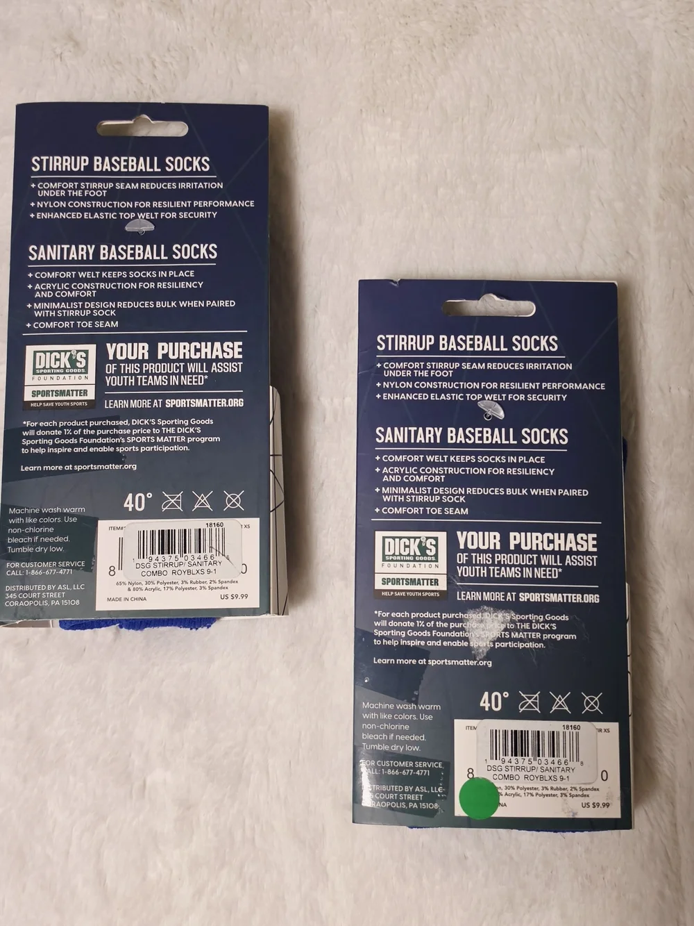 DSG White and Blue Stirrup + Sanitary Baseball Socks Combo(SOC68/69)